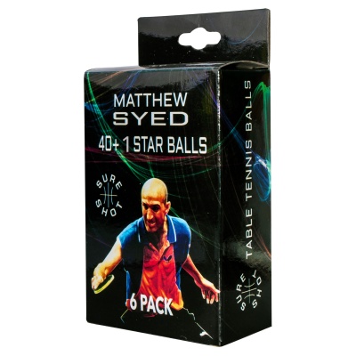 Matthew Syed 1 Star Table Tennis Balls White (Pack of 6)