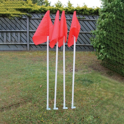 Corner Flag & Pole + Sprung Steel Spike - Set of 4