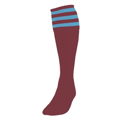 Precision 3 Stripe Football Socks - Maroon/Sky