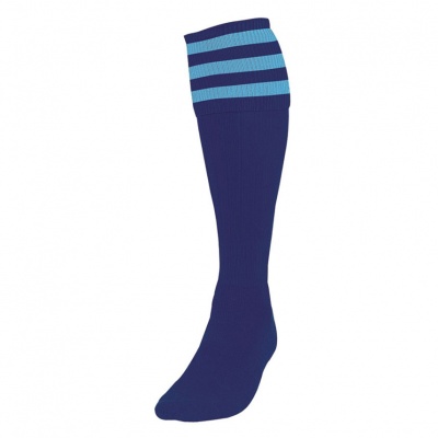 Precision 3 Stripe Football Socks - Navy Blue/Sky