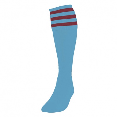 Precision 3 Stripe Football Socks - Sky/Maroon