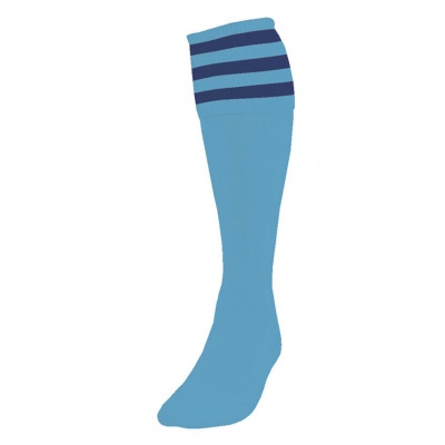 Precision 3 Stripe Football Socks - Sky/Navy Blue