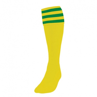 Precision 3 Stripe Football Socks - Yellow/Emerald