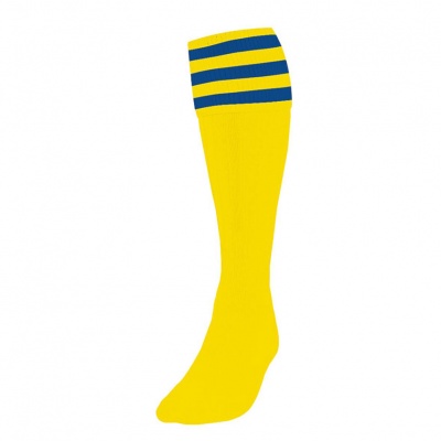 Precision 3 Stripe Football Socks - Yellow/Royal Blue