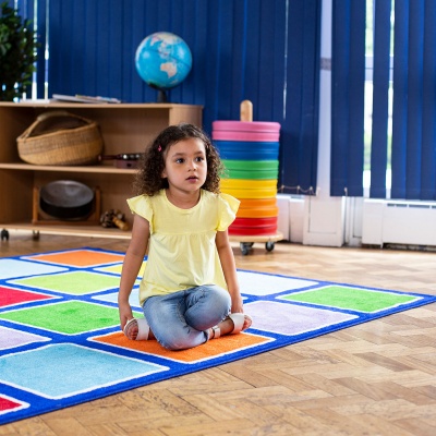 Rainbow Squares Rectangular Placement Carpet