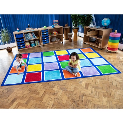 Rainbow Squares Rectangular Placement Carpet
