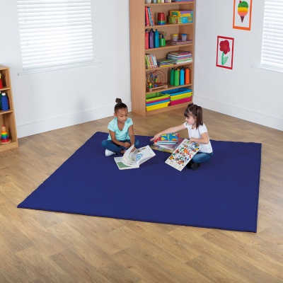 Plain Colour Square Classroom Carpet - Navy