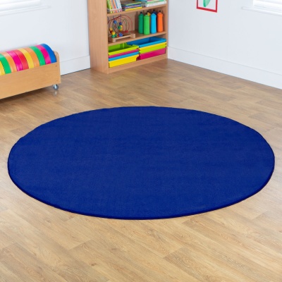 Plain Colour Round Classroom Carpet - Navy