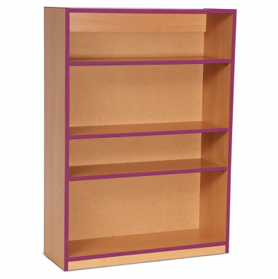 Open Bookcase with 3 Shelves & Purple Edging (1250H)