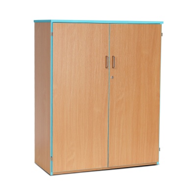 Lockable Cupboard with 3 Shelves & Cyan Edging(1250H)