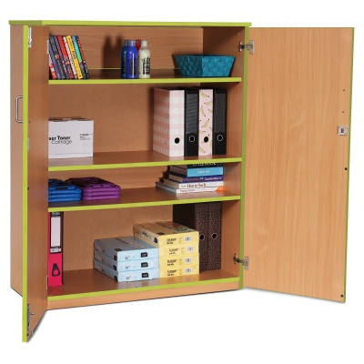 Lockable Cupboard with 3 Shelves & Lime Edging(1250H)