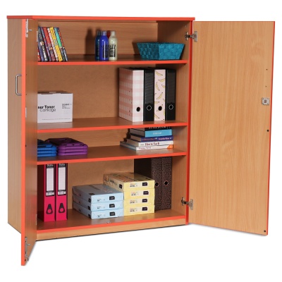 Lockable Cupboard with 3 Shelves & Tangerine Edging(1250H)