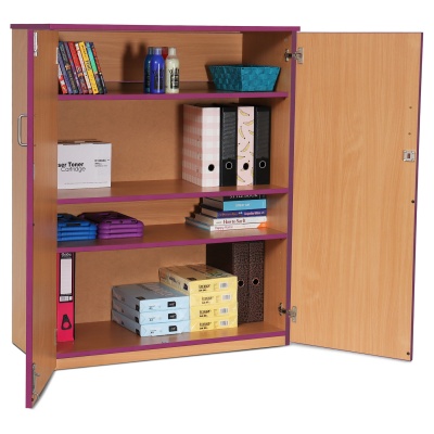 Lockable Cupboard with 3 Shelves & Purple Edging(1250H)