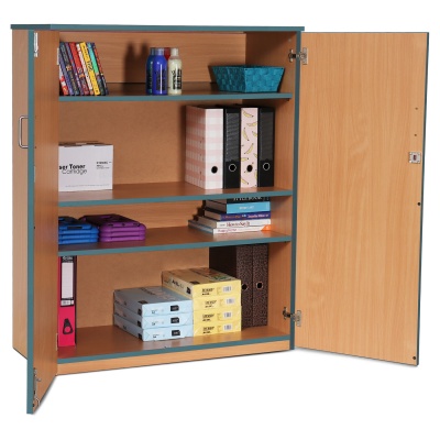 Lockable Cupboard with 3 Shelves & Metal Blue Edging(1250H)