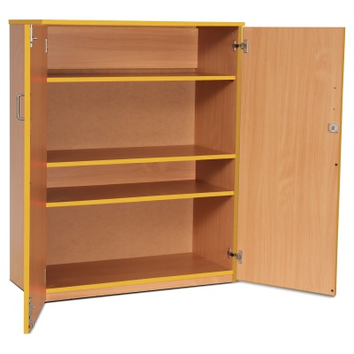 Lockable Cupboard with 3 Shelves & Yellow Edging(1250H)