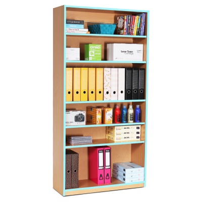 Open Bookcase with 5 Shelves & Cyan Edging(1800H)