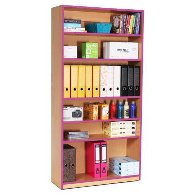 Open Bookcase with 5 Shelves & Purple Edging(1800H)