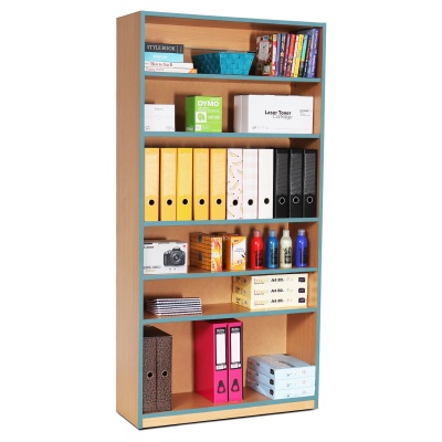 Open Bookcase with 5 Shelves & Metal Blue Edging(1800H)