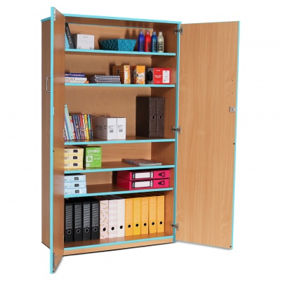 Lockable Cupboard with 5 Shelves & Cyan Edging(1800H)