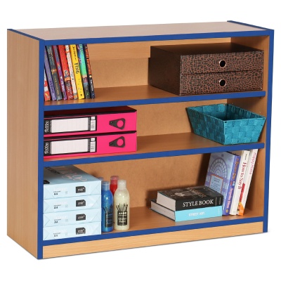 Open Bookcase with 2 Shelves & Blue Edging (750H)
