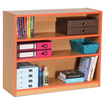 Open Bookcase with 2 Shelves & Tangerine Edging (750H)