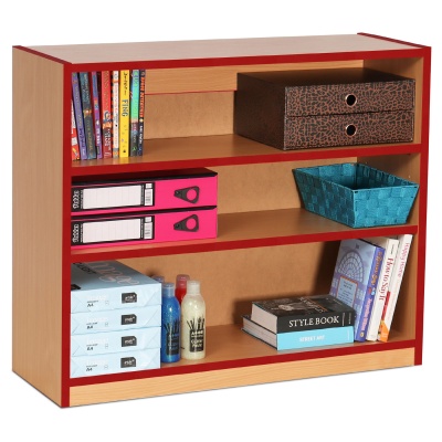 Open Bookcase with 2 Shelves & Red Edging(750H)