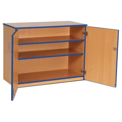Lockable Cupboard with 2 Shelves & Blue Edging(750H)