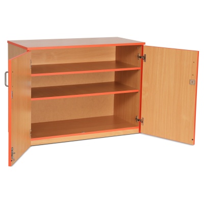 Lockable Cupboard with 2 Shelves & Tangerine Edging(750H)