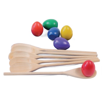 Coloured Egg & Spoon - Set of 6