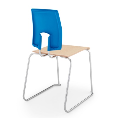 SE Classic School Classroom Skid-Base Chair + Wooden Seat