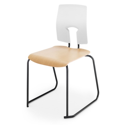 SE Classic School Classroom Skid-Base Chair + Wooden Seat