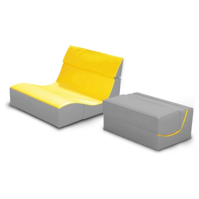 Folding Sensory Lounge Chair Double - Grey/Yellow