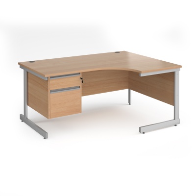 Contract 25 Canitlever Leg Right Hand Ergonomic Desk with 2 Drawer Pedestal