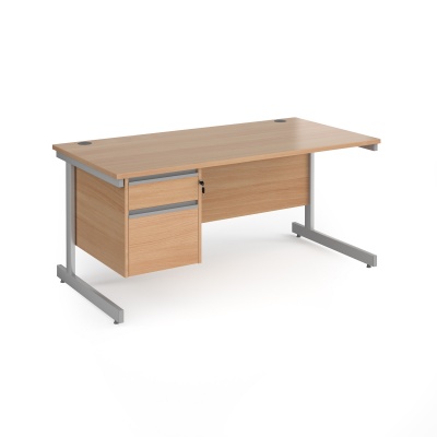Contract 25 Canitlever Leg Straight Desk with 2 Drawer Pedestal