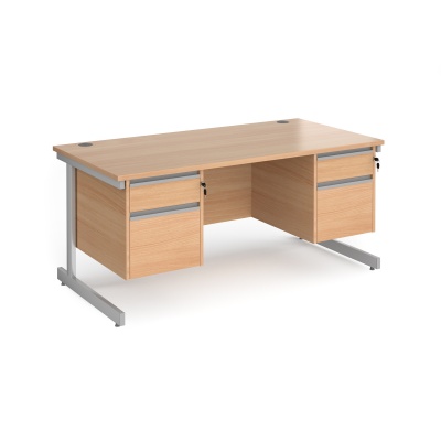Contract 25 Canitlever Leg Straight Desk with Two 2 Drawer Pedestals