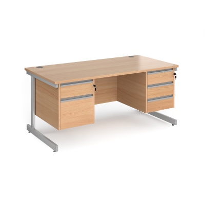 Contract 25 Canitlever Leg Straight Desk with 2 & 3 Drawer Pedestals