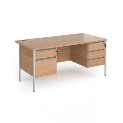 Contract 25 H-Frame Leg Straight Desk with 2 & 3 Drawer Pedestals