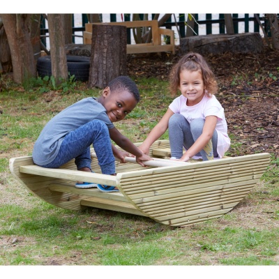Children's Outdoor Rocking Boat & Steps