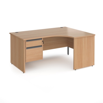 Contract 25 Panel Leg Right Hand Ergonomic Desk with 2 Drawer Pedestal