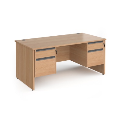 Contract 25 Panel Leg Straight Desk with Two 2 Drawer Pedestals
