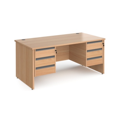 Contract 25 Panel Leg Straight Desk with Two 3 Drawer Pedestals