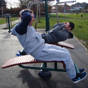 Outdoor Gym Double Sit-Up Bench