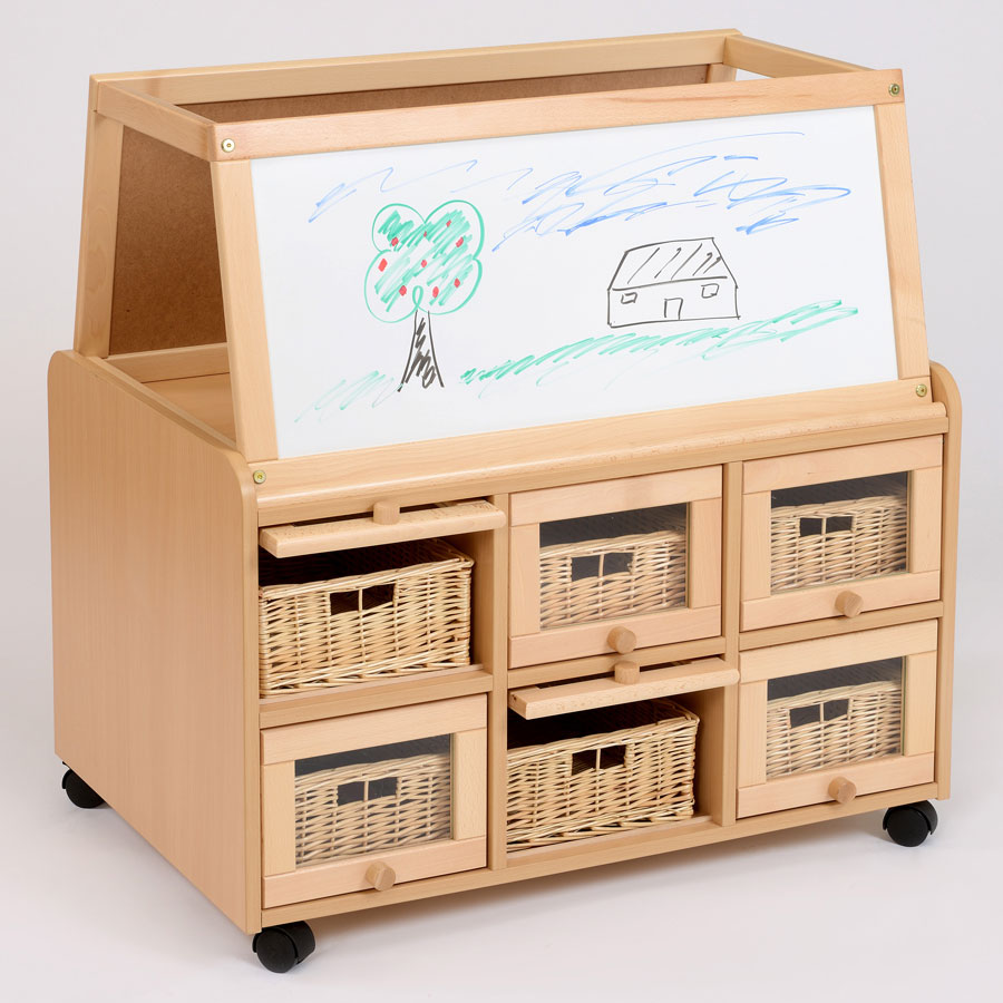 Double Sided Nursery Resource Unit + Doors, Easel & Baskets