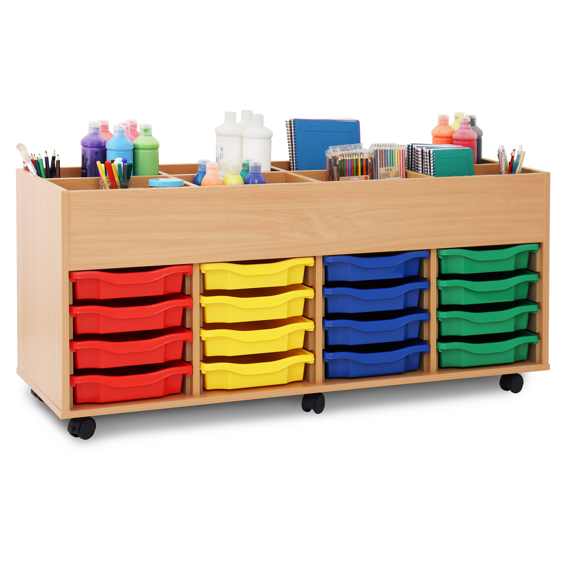 Monarch 8 Bay Mobile Kinderbox with 16 Single Tray Storage