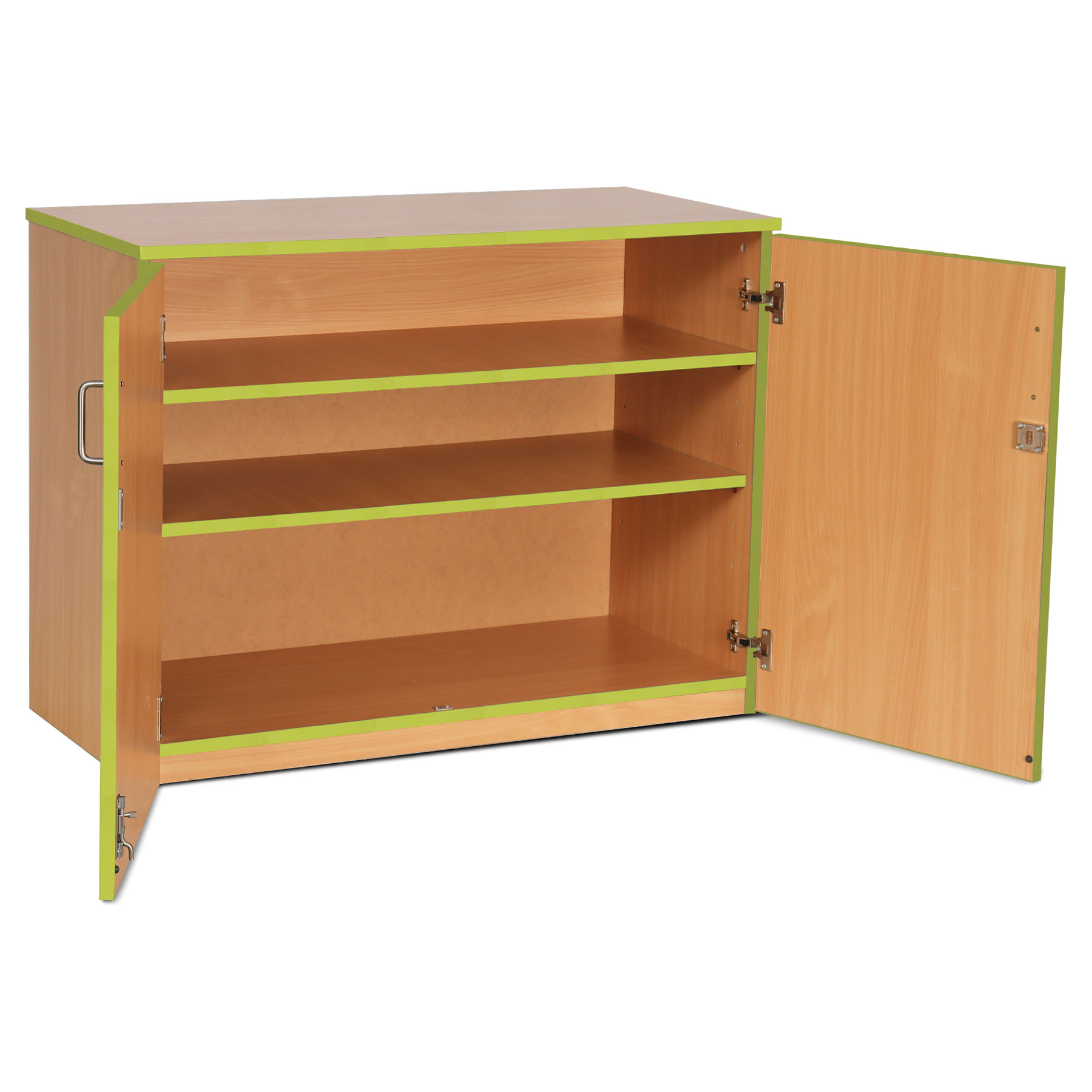 Lockable Cupboard with 2 Shelves & Lime Edging(750H)
