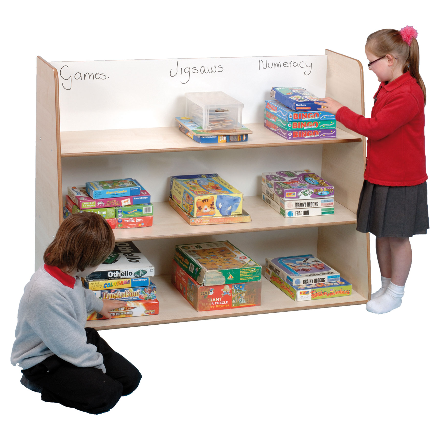 Freestanding Classroom Shelf Unit + DryWipe Back