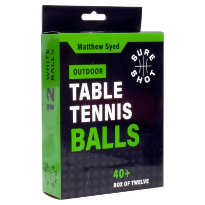 Matthew Syed Outdoor Table Tennis Balls - White (Pack of 12)