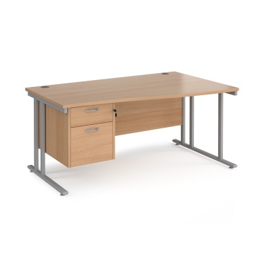 Maestro 25 Cantilever Leg Right Hand Wave Desk with 2 Drawer Pedestal