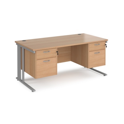 Maestro 25 Cable Managed Leg Straight Desk with Two x 2 Drawer Pedestal 800mm Deep
