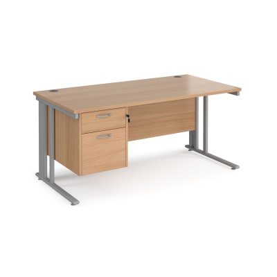 Maestro 25 Cable Managed Leg Straight Desk with 2 Drawer Pedestal 800mm Deep